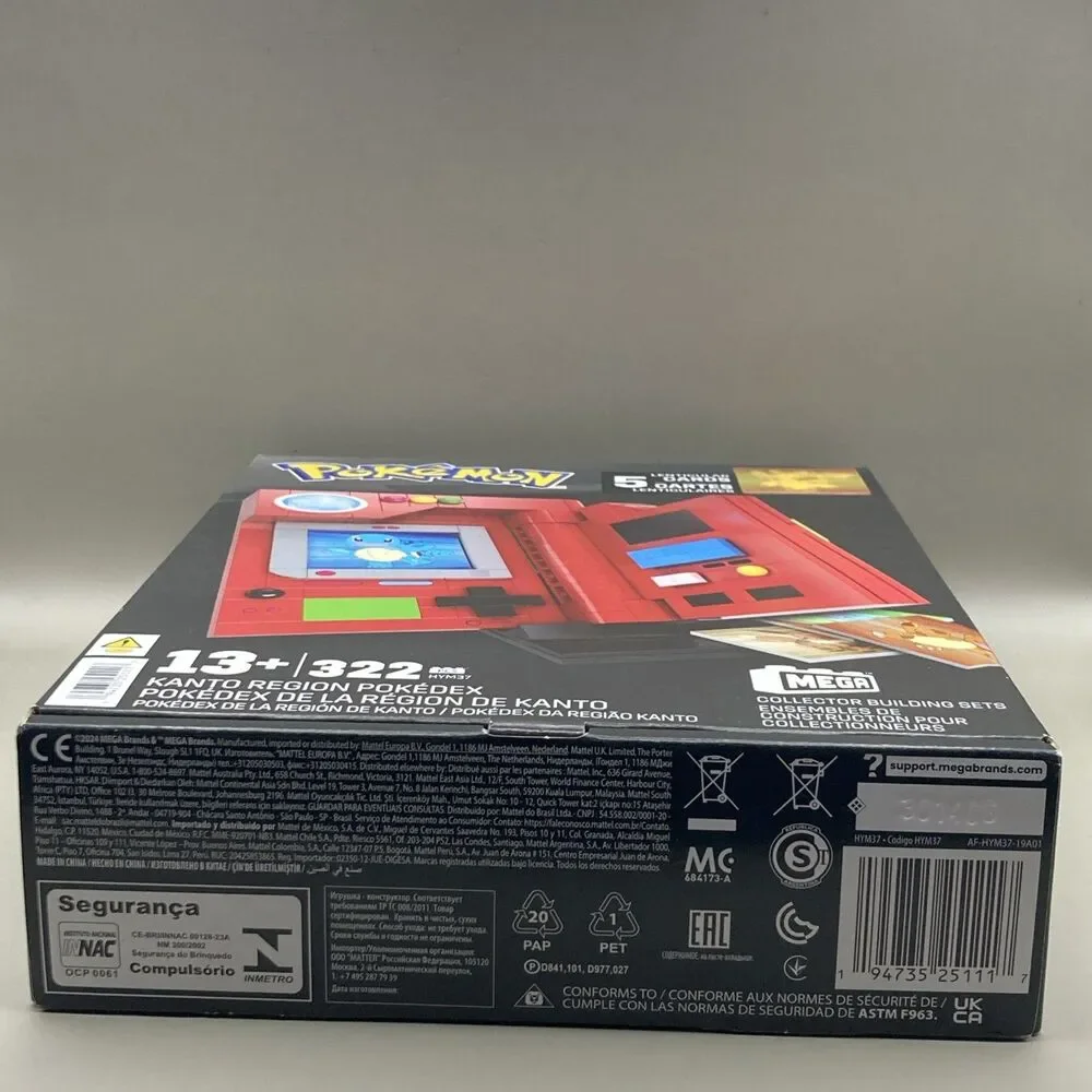 New! Mega Pokemon Kanto Region Pokedex Light Up Collector Building Set 322 Toy